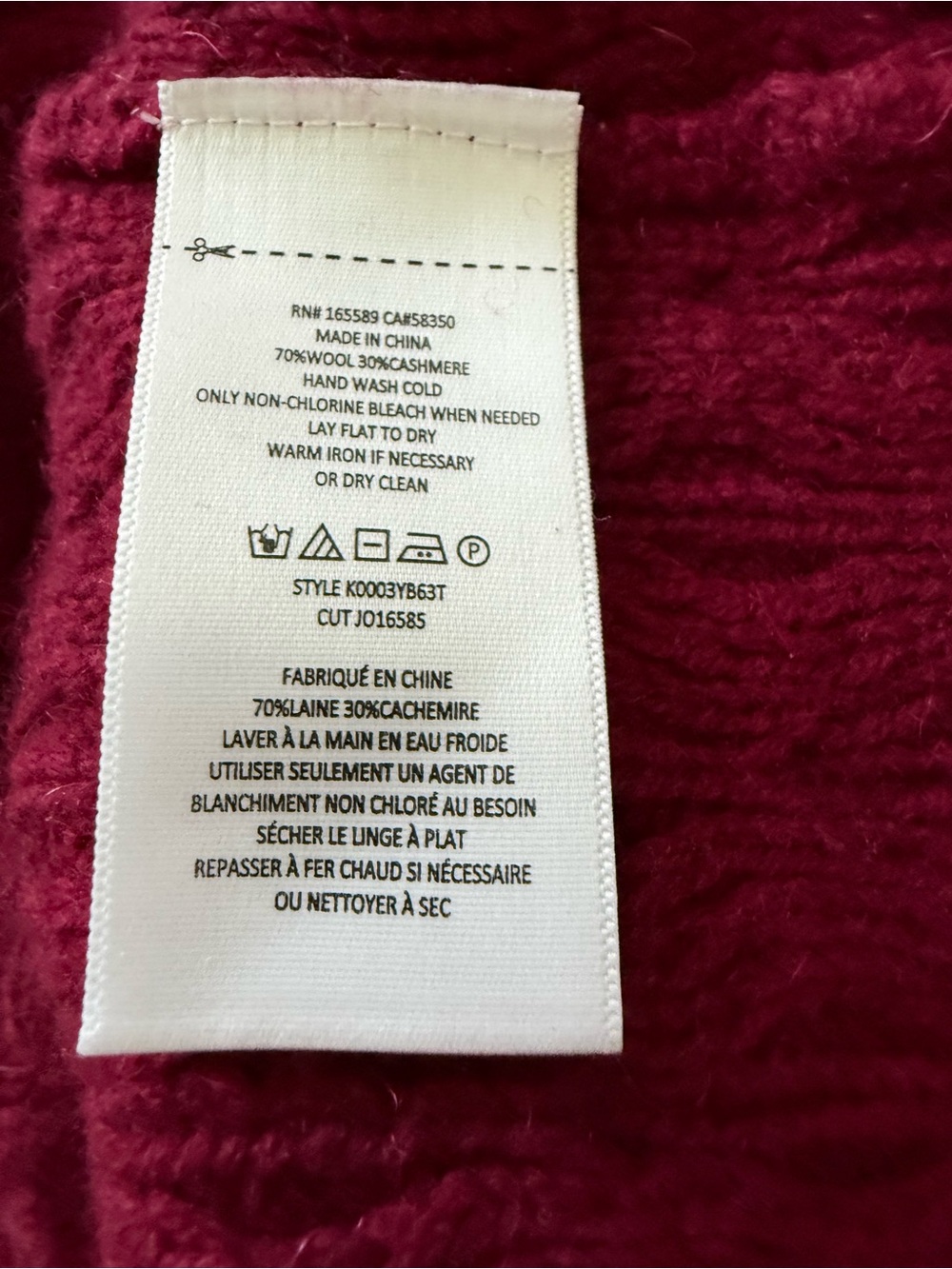 Joie Raspberry Cable-Knit V-Neck Sweater - Picture 8 of 9